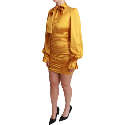Dolce & Gabbana Yellow Silk Stretch Sheath Bodycon Mini Dress Dolce & Gabbana