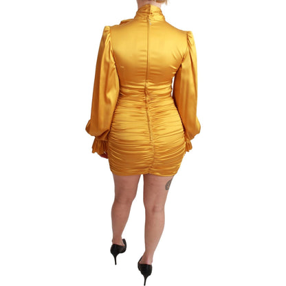 Dolce & Gabbana Yellow Silk Stretch Sheath Bodycon Mini Dress Dolce & Gabbana