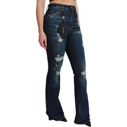 Dolce & Gabbana Blue Denim Cotton Stretch Flared Jeans Dolce & Gabbana