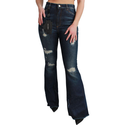 Dolce & Gabbana Blue Denim Cotton Stretch Flared Jeans Dolce & Gabbana