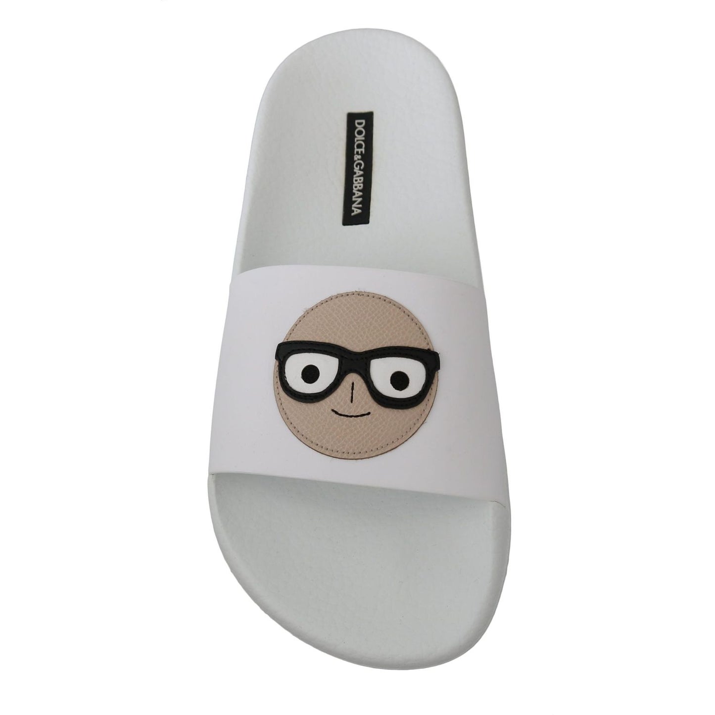 Dolce & Gabbana White Leather #dgfamily Slides Shoes Sandals Dolce & Gabbana