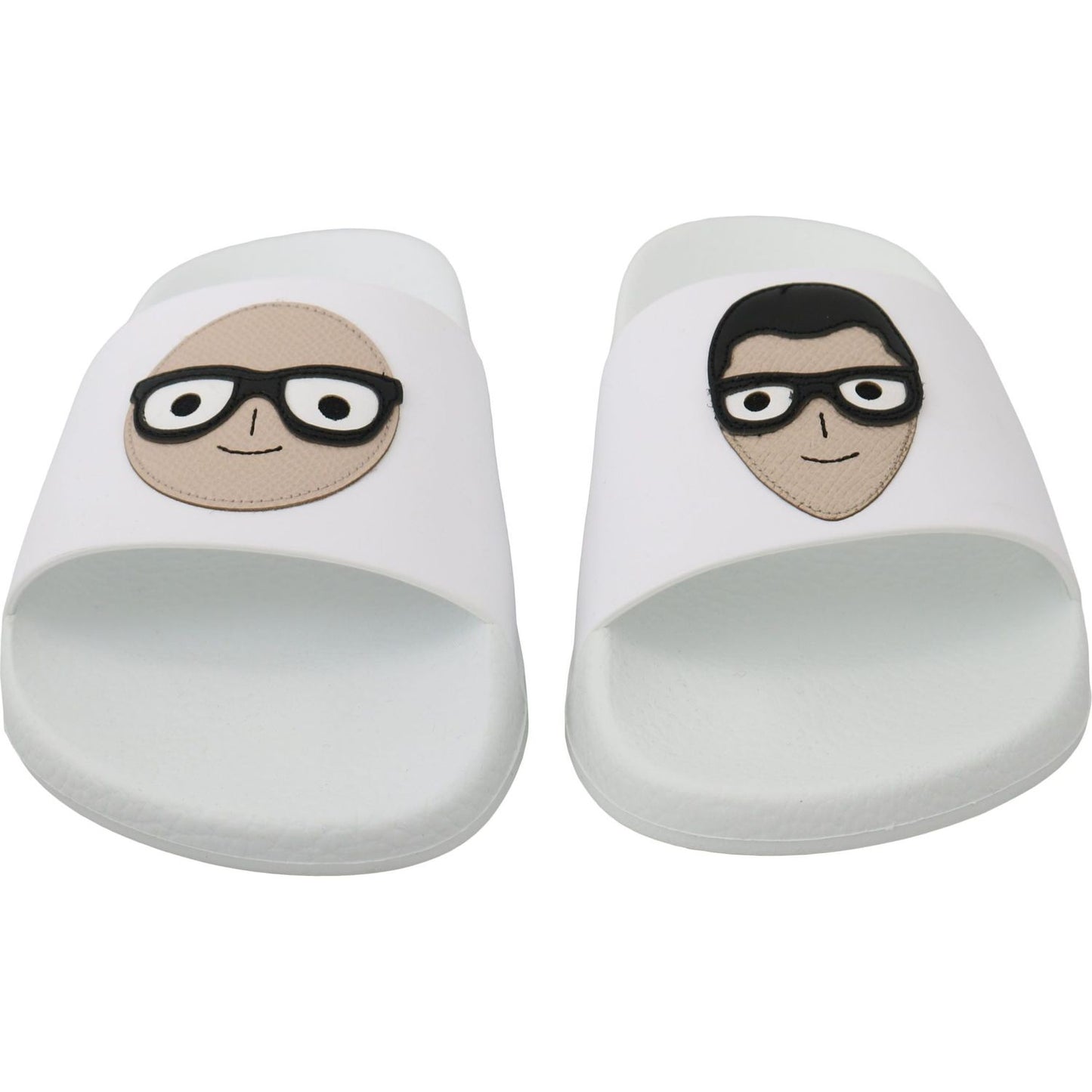 Dolce & Gabbana White Leather #dgfamily Slides Shoes Sandals Dolce & Gabbana