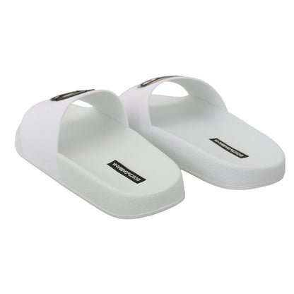 Dolce & Gabbana White Leather #dgfamily Slides Shoes Sandals Dolce & Gabbana