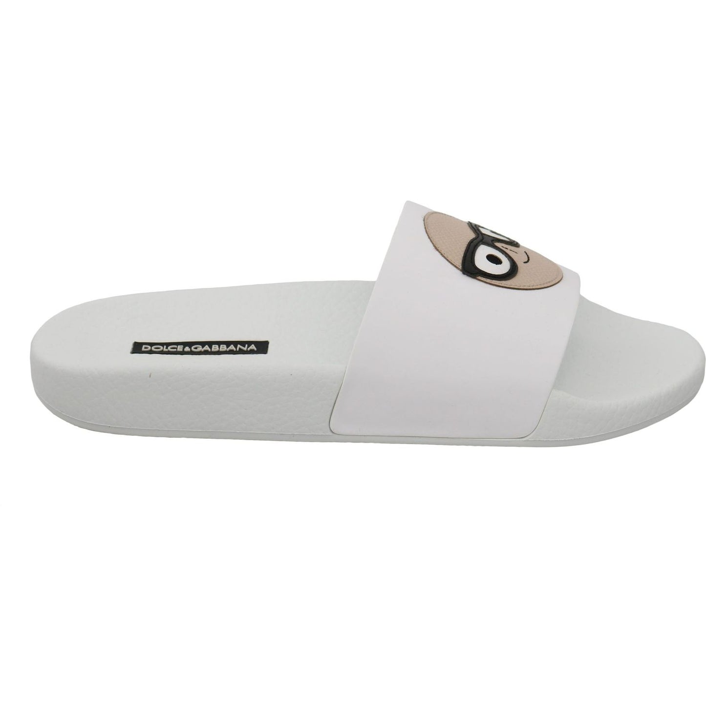 Dolce & Gabbana White Leather #dgfamily Slides Shoes Sandals Dolce & Gabbana