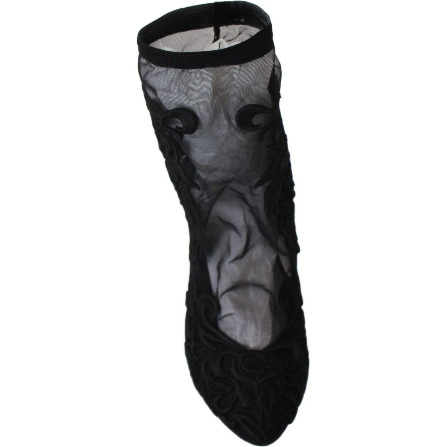 Dolce & Gabbana Black Roses Stilettos Booties Socks Shoes Dolce & Gabbana