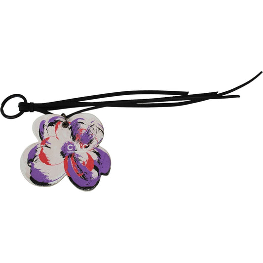 Costume National White Leather Butterfly Logo Keyring C'N'C Keychain Costume National