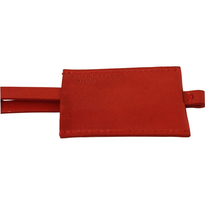 Costume National Red Leather Branded Logo Keyring Keychain