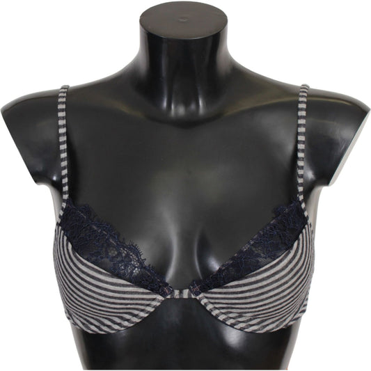 Ermanno Scervino Blue Stripes Lace Reggiseno Bra Underwear Ermanno Scervino