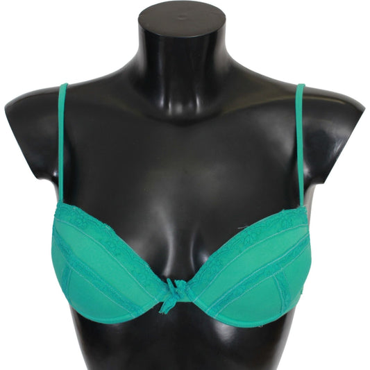 Ermanno Scervino Green Push Up Bra 100% Cotton Underwear Ermanno Scervino