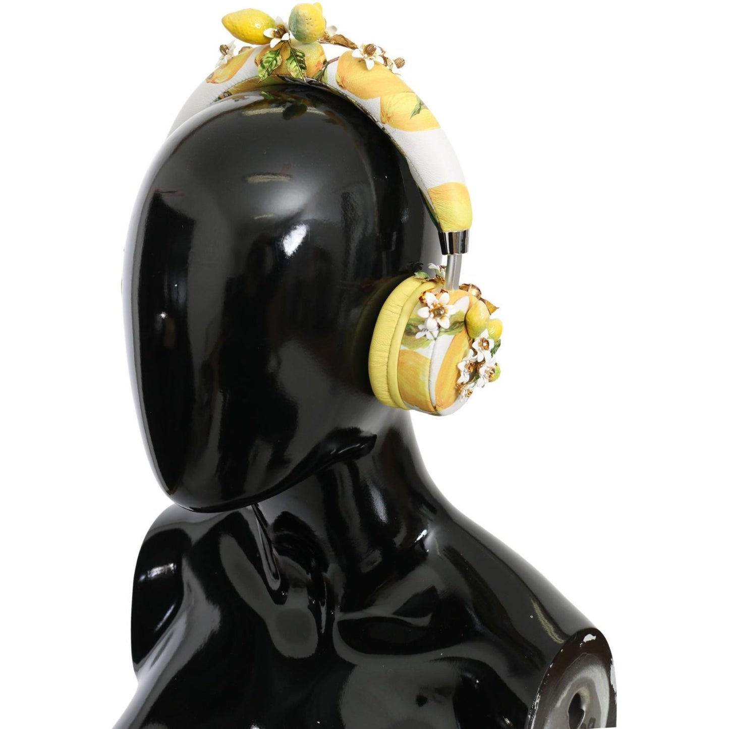 Glamorous Gold-Embellished Leather Headphones