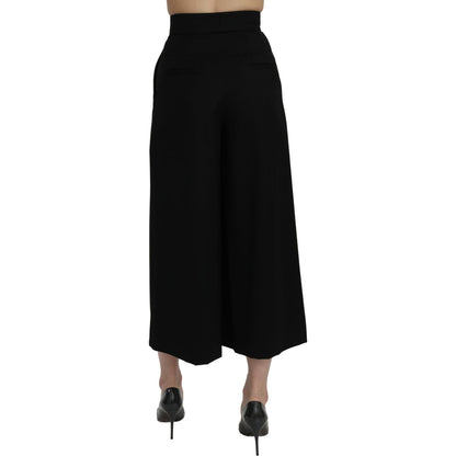 Dolce & Gabbana Black High Waist Wide Leg Cropped Pants Dolce & Gabbana
