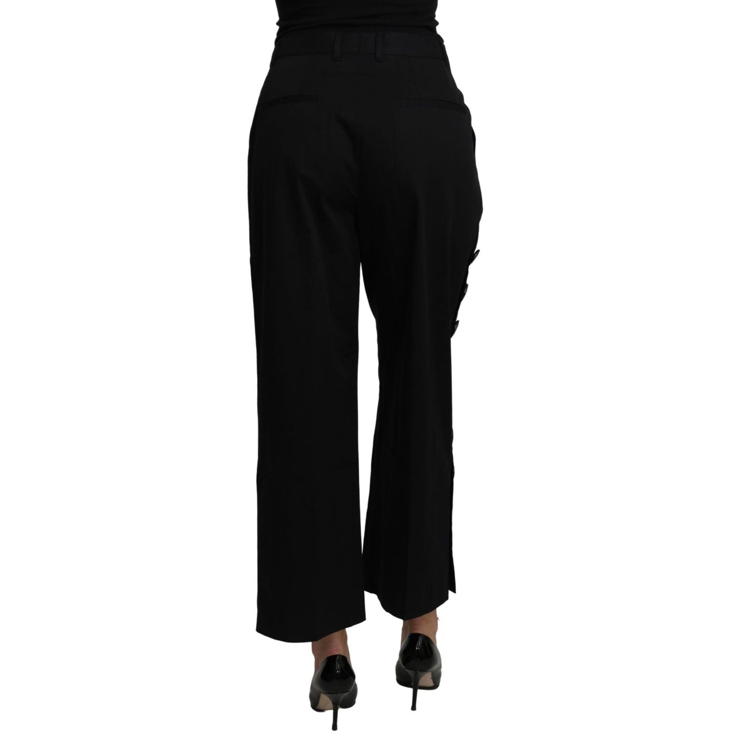 Dolce & Gabbana Black High Waist Cropped Cotton Stretch Pants Dolce & Gabbana