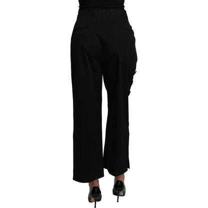 Dolce & Gabbana Black High Waist Cropped Cotton Stretch Pants Dolce & Gabbana