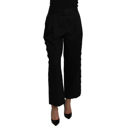 Dolce & Gabbana Black High Waist Cropped Cotton Stretch Pants Dolce & Gabbana