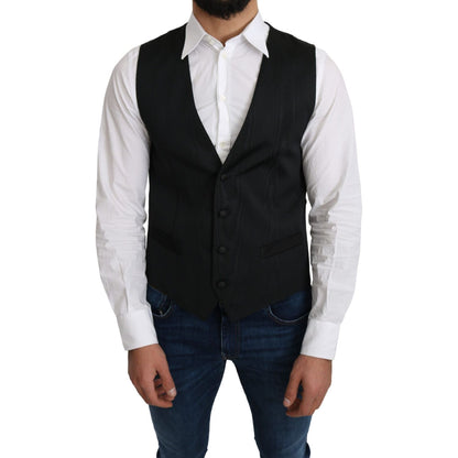 Dolce & Gabbana Gray 100% Silk Formal Coat Vest Dolce & Gabbana