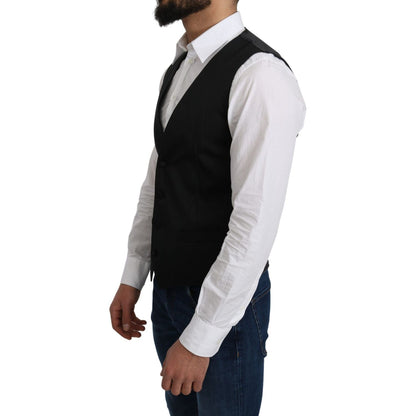 Dolce & Gabbana Gray 100% Silk Formal Coat Vest Dolce & Gabbana