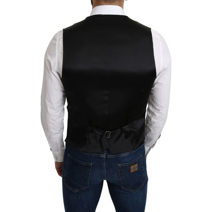 Dolce & Gabbana Gray 100% Silk Formal Coat Vest Dolce & Gabbana