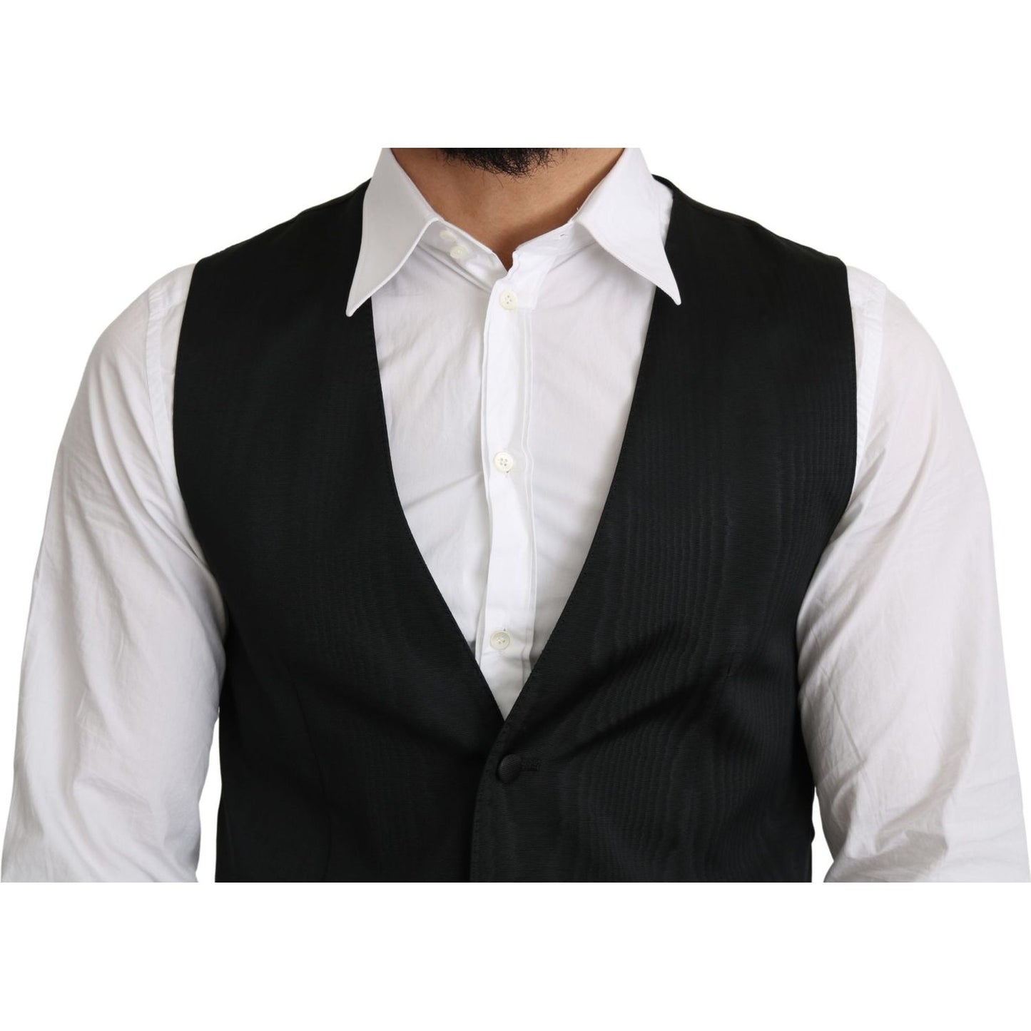 Dolce & Gabbana Gray 100% Silk Formal Coat Vest Dolce & Gabbana