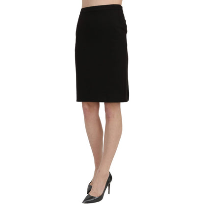 GF Ferre Black High Waist Pencil Cut Knee Length Formal Skirt GF Ferre