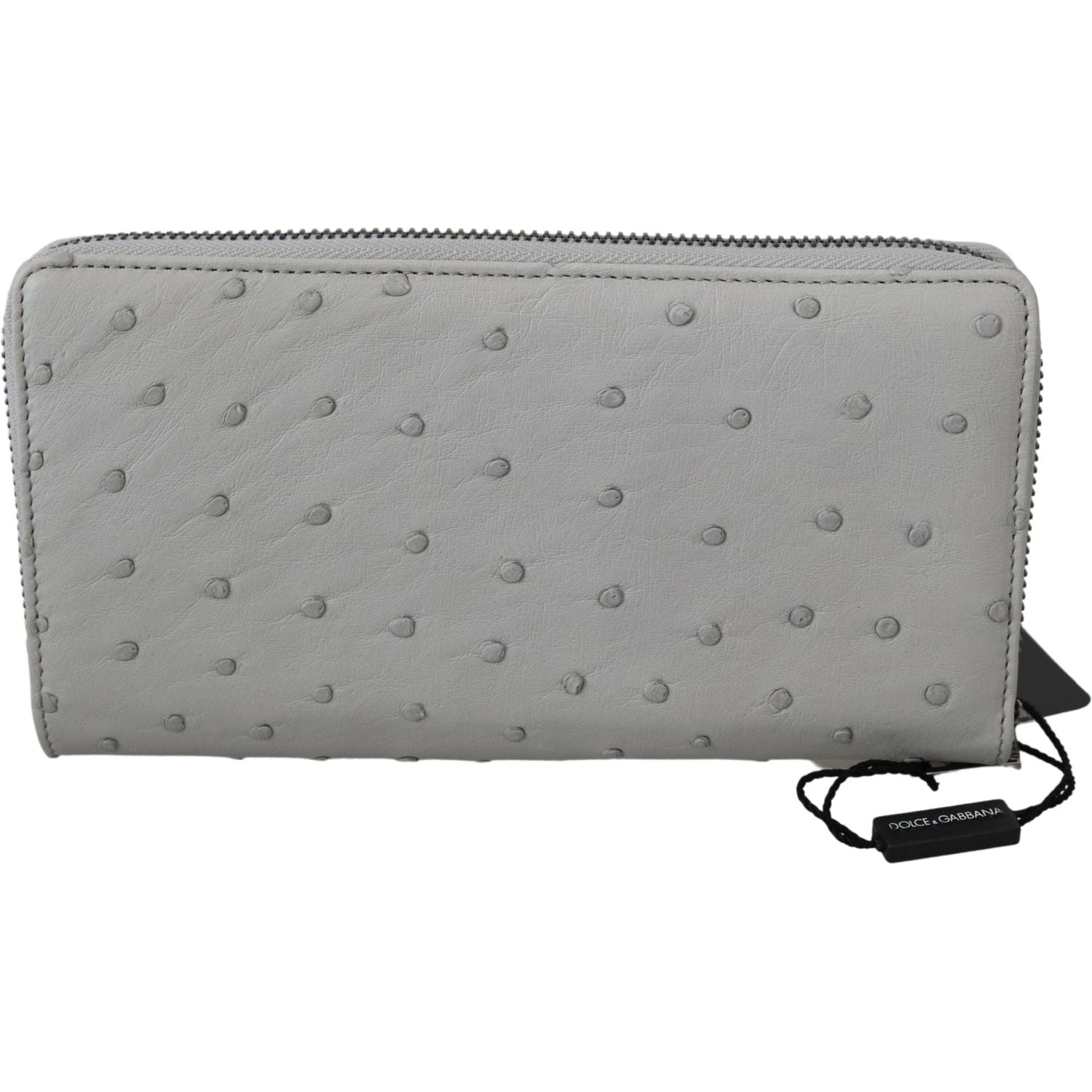 Dolce & Gabbana White Ostrich Leather Continental Mens Clutch Wallet