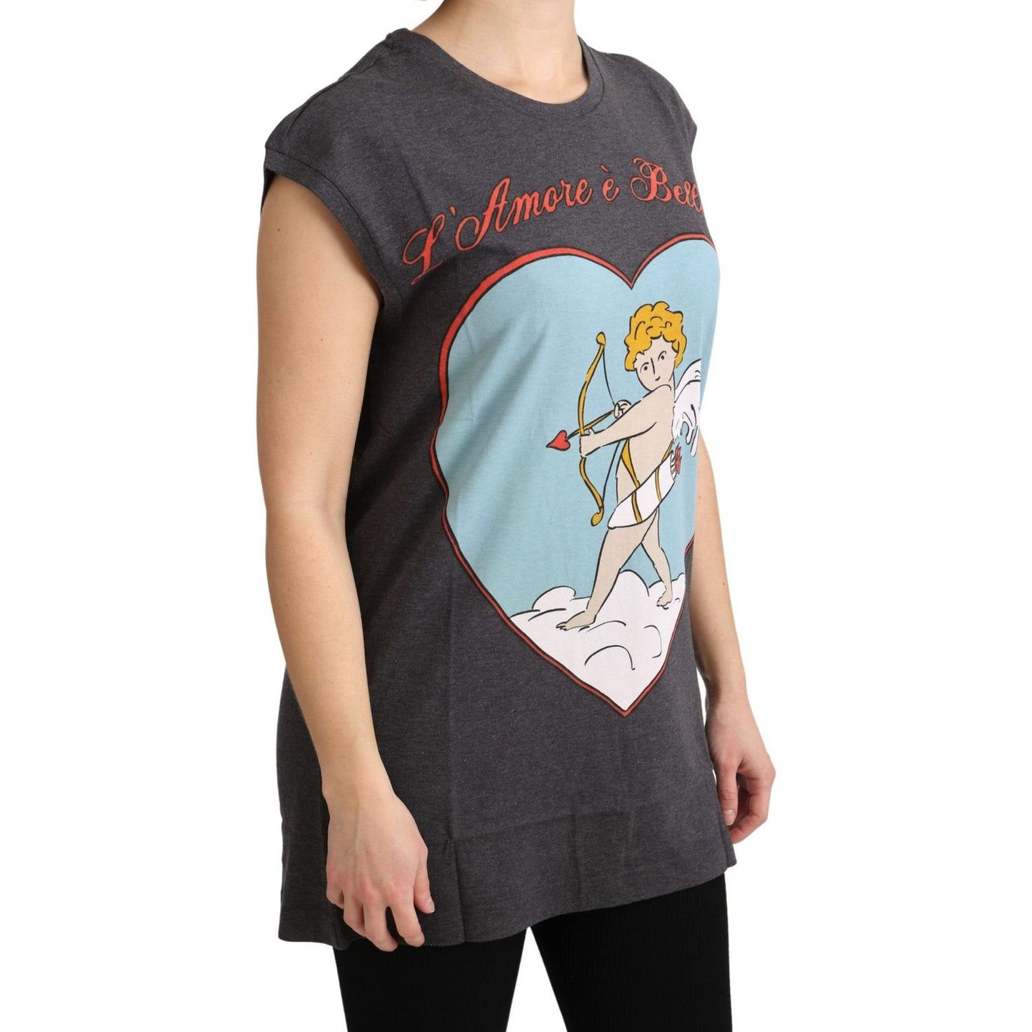 Dolce & Gabbana Gray Cotton L' Amore Top Tank T-shirt Dolce & Gabbana