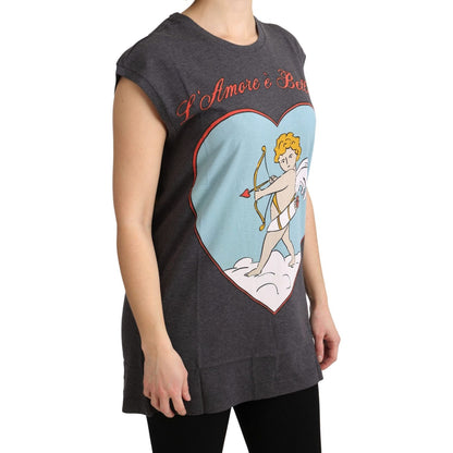 Dolce & Gabbana Gray Cotton L' Amore Top Tank T-shirt Dolce & Gabbana