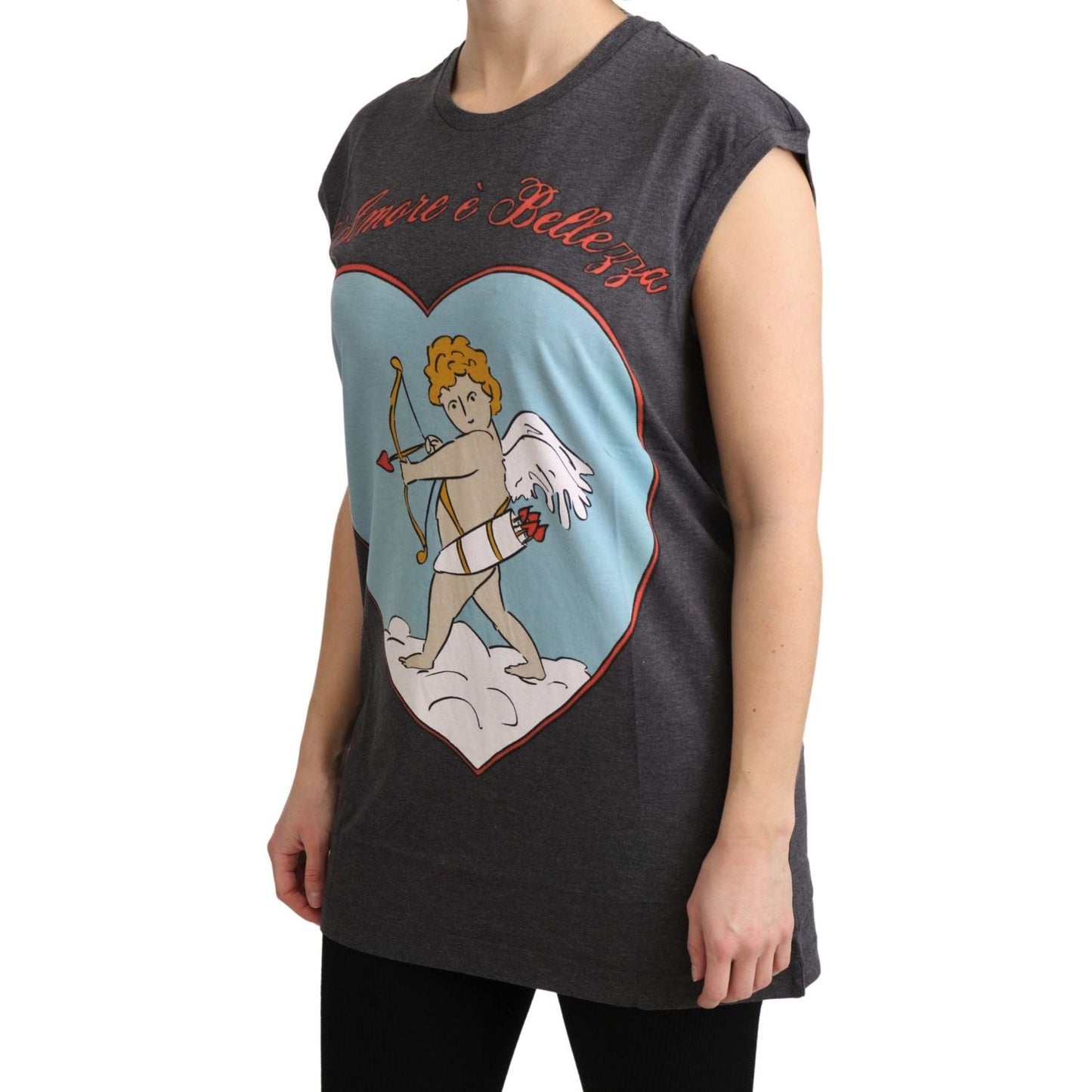 Dolce & Gabbana Gray Cotton L' Amore Top Tank T-shirt Dolce & Gabbana