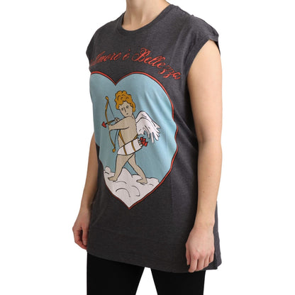 Dolce & Gabbana Gray Cotton L' Amore Top Tank T-shirt Dolce & Gabbana