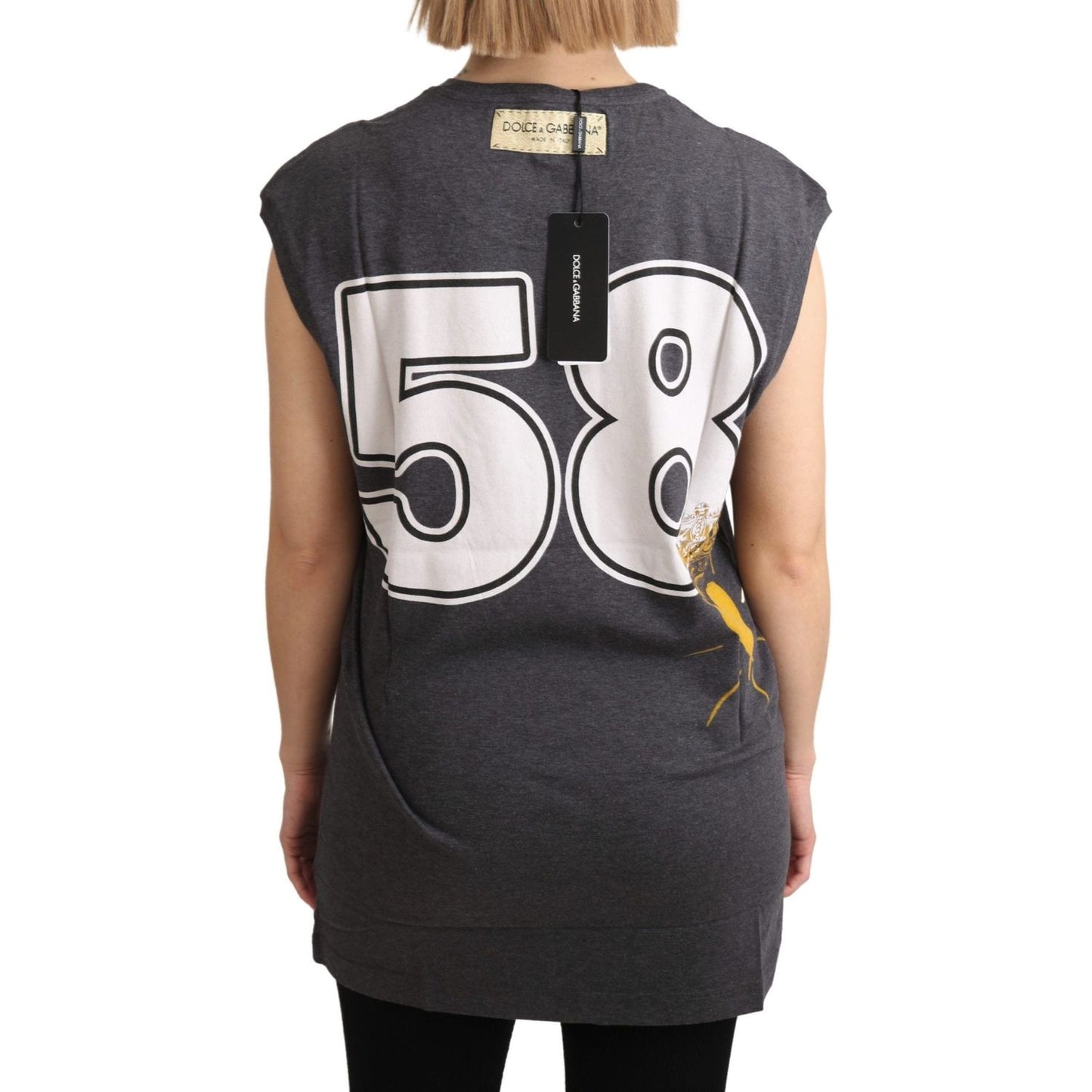 Dolce & Gabbana Gray Cotton L' Amore Top Tank T-shirt Dolce & Gabbana