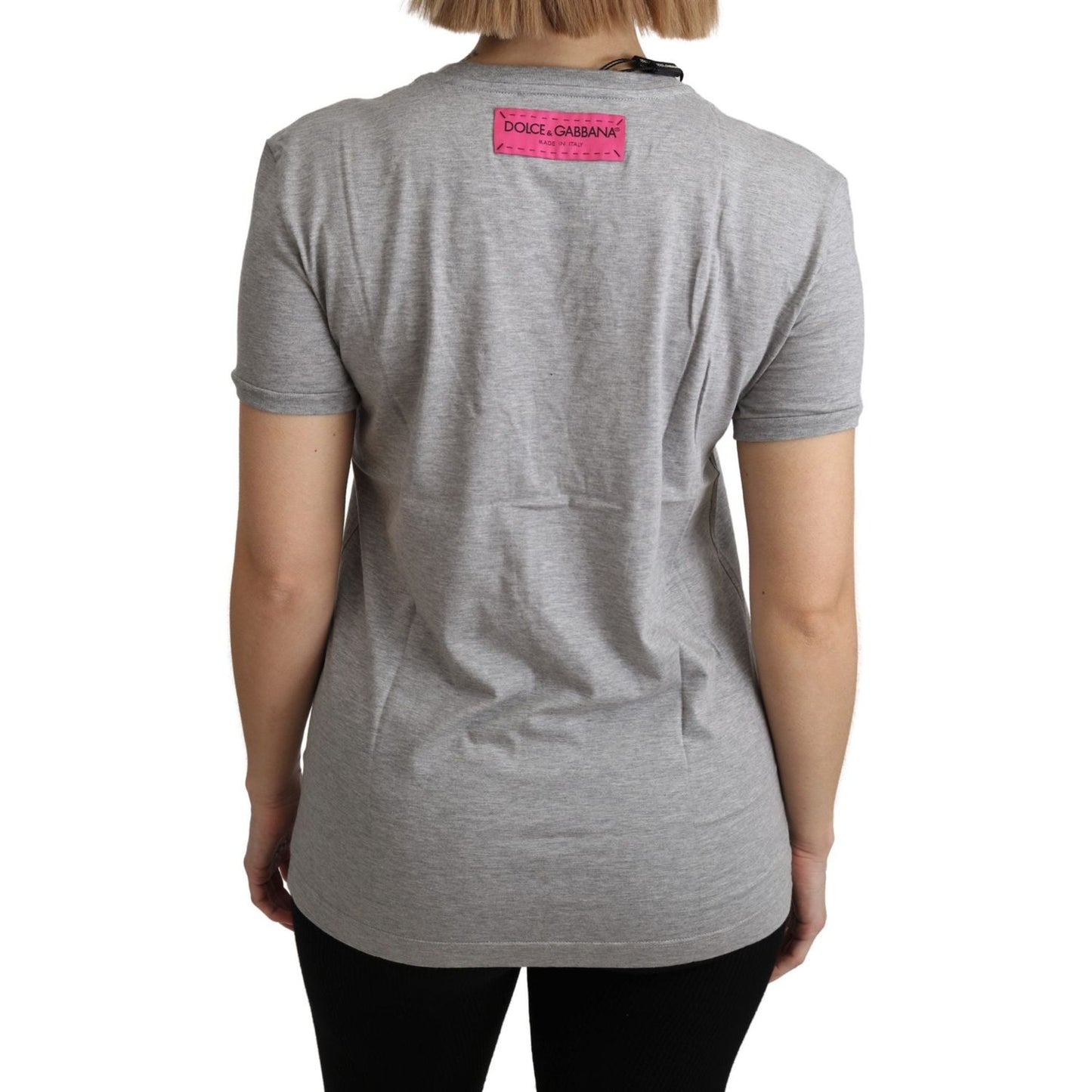 Dolce & Gabbana Gray Cotton Amore e Bellezza Top T-shirt Dolce & Gabbana