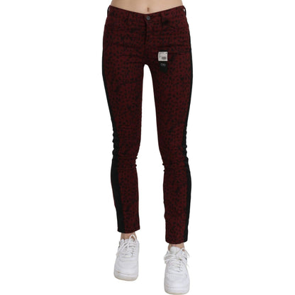 Costume National Dark Red Mid Waist Slim Fit Cotton Jeans Costume National