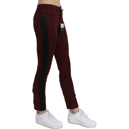 Costume National Dark Red Mid Waist Slim Fit Cotton Jeans Costume National