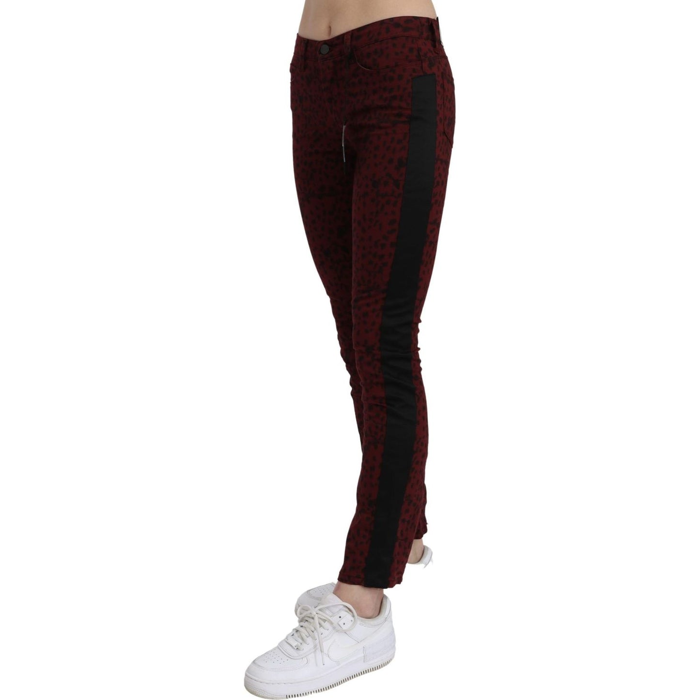 Costume National Dark Red Mid Waist Slim Fit Cotton Jeans Costume National