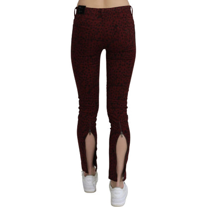 Costume National Dark Red Mid Waist Slim Fit Cotton Jeans Costume National
