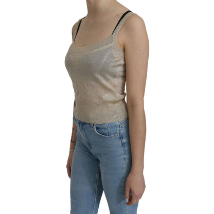 BYBLOS Beige Sleeveless Spaghetti Strap Tank See Through Top BYBLOS