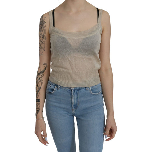 BYBLOS Beige Sleeveless Spaghetti Strap Tank See Through Top BYBLOS