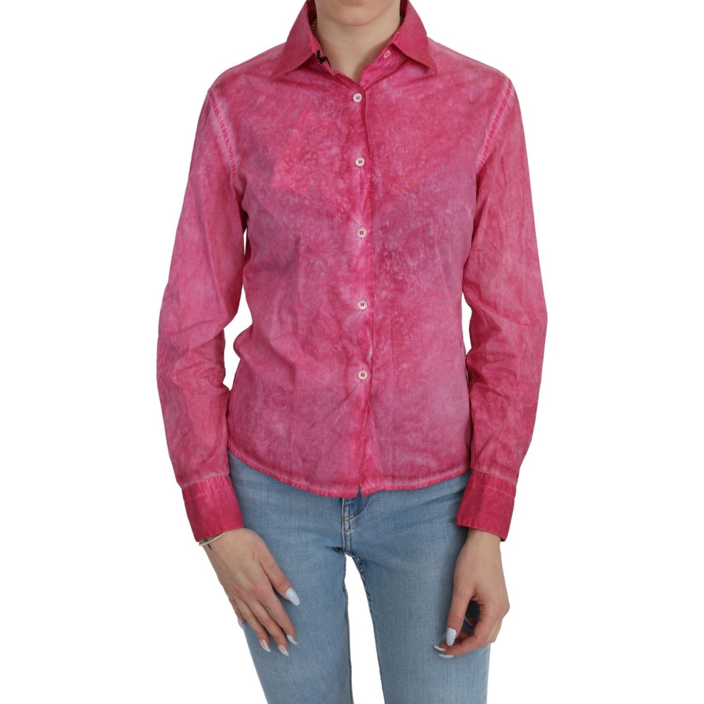 Ermanno Scervino Pink Collared Long Sleeve Shirt Blouse Top Ermanno Scervino