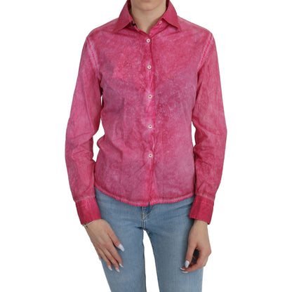 Ermanno Scervino Pink Collared Long Sleeve Shirt Blouse Top Ermanno Scervino