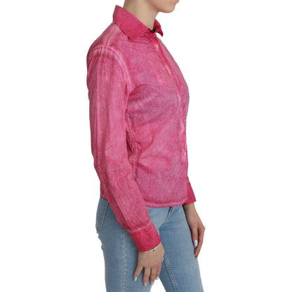 Ermanno Scervino Pink Collared Long Sleeve Shirt Blouse Top Ermanno Scervino
