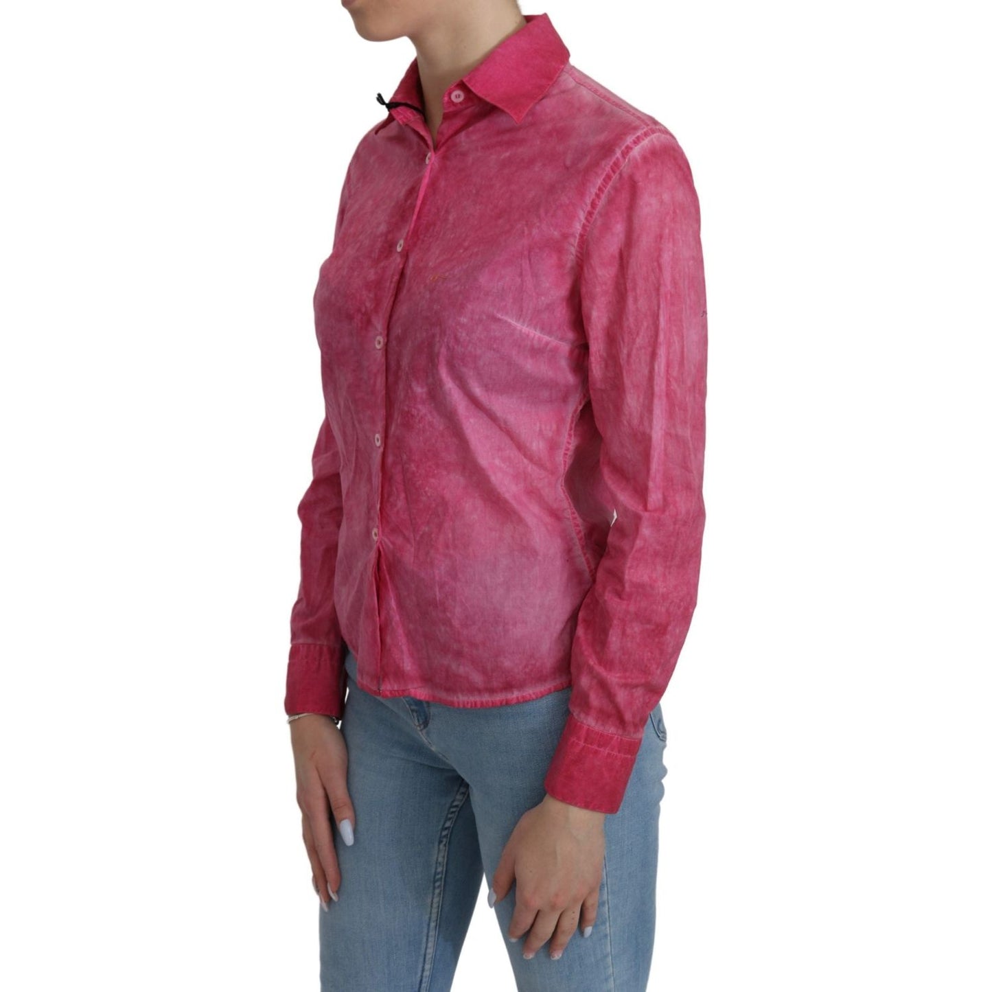 Ermanno Scervino Pink Collared Long Sleeve Shirt Blouse Top Ermanno Scervino