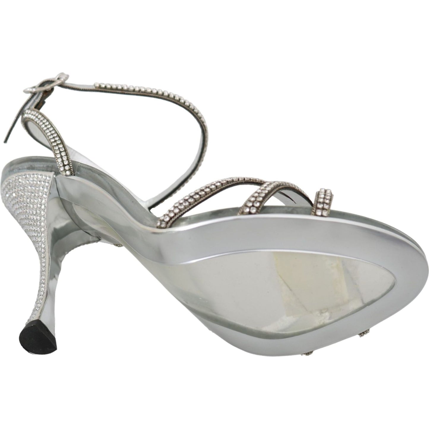 Dolce & Gabbana Silver Crystal Ankle Strap Sandals Shoes Dolce & Gabbana