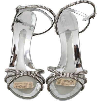 Dolce & Gabbana Silver Crystal Ankle Strap Sandals Shoes Dolce & Gabbana