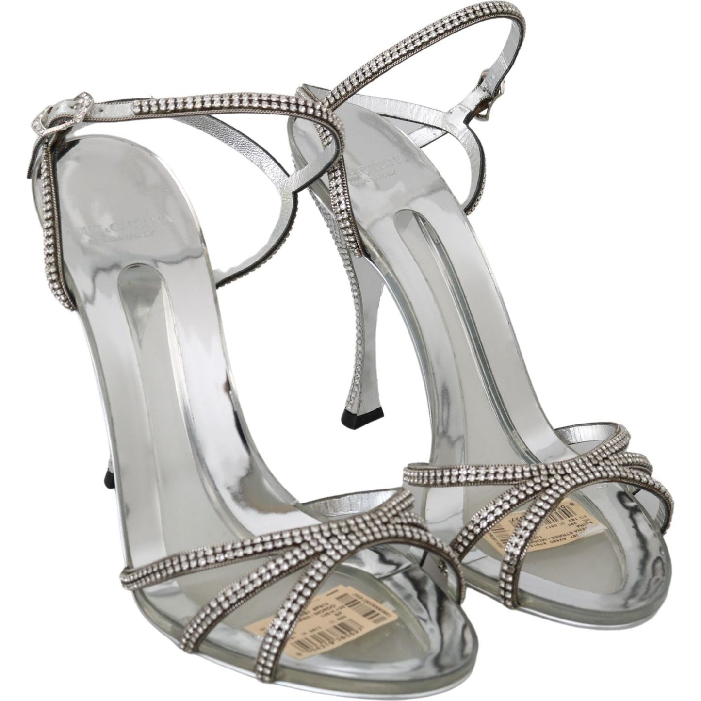 Dolce & Gabbana Silver Crystal Ankle Strap Sandals Shoes Dolce & Gabbana