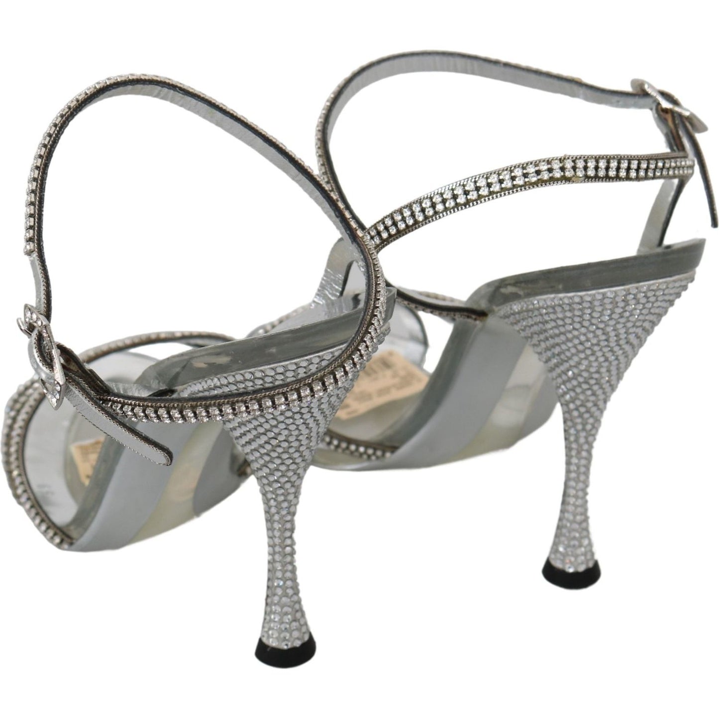 Dolce & Gabbana Silver Crystal Ankle Strap Sandals Shoes Dolce & Gabbana