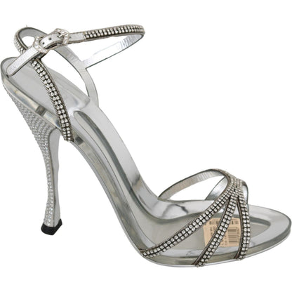 Dolce & Gabbana Silver Crystal Ankle Strap Sandals Shoes Dolce & Gabbana