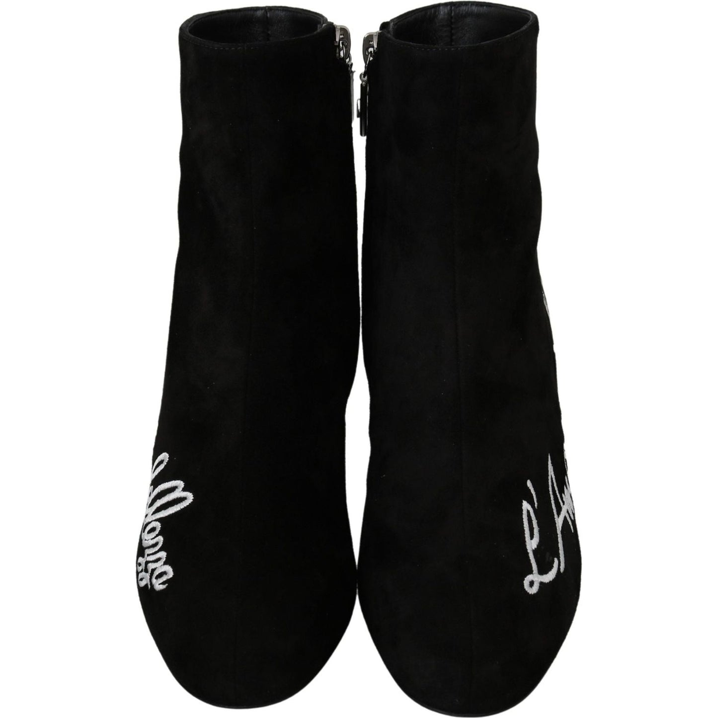 Dolce & Gabbana Black Suede L'Amore E'Bellezza Boots Shoes Dolce & Gabbana