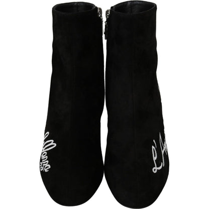 Dolce & Gabbana Black Suede L'Amore E'Bellezza Boots Shoes Dolce & Gabbana