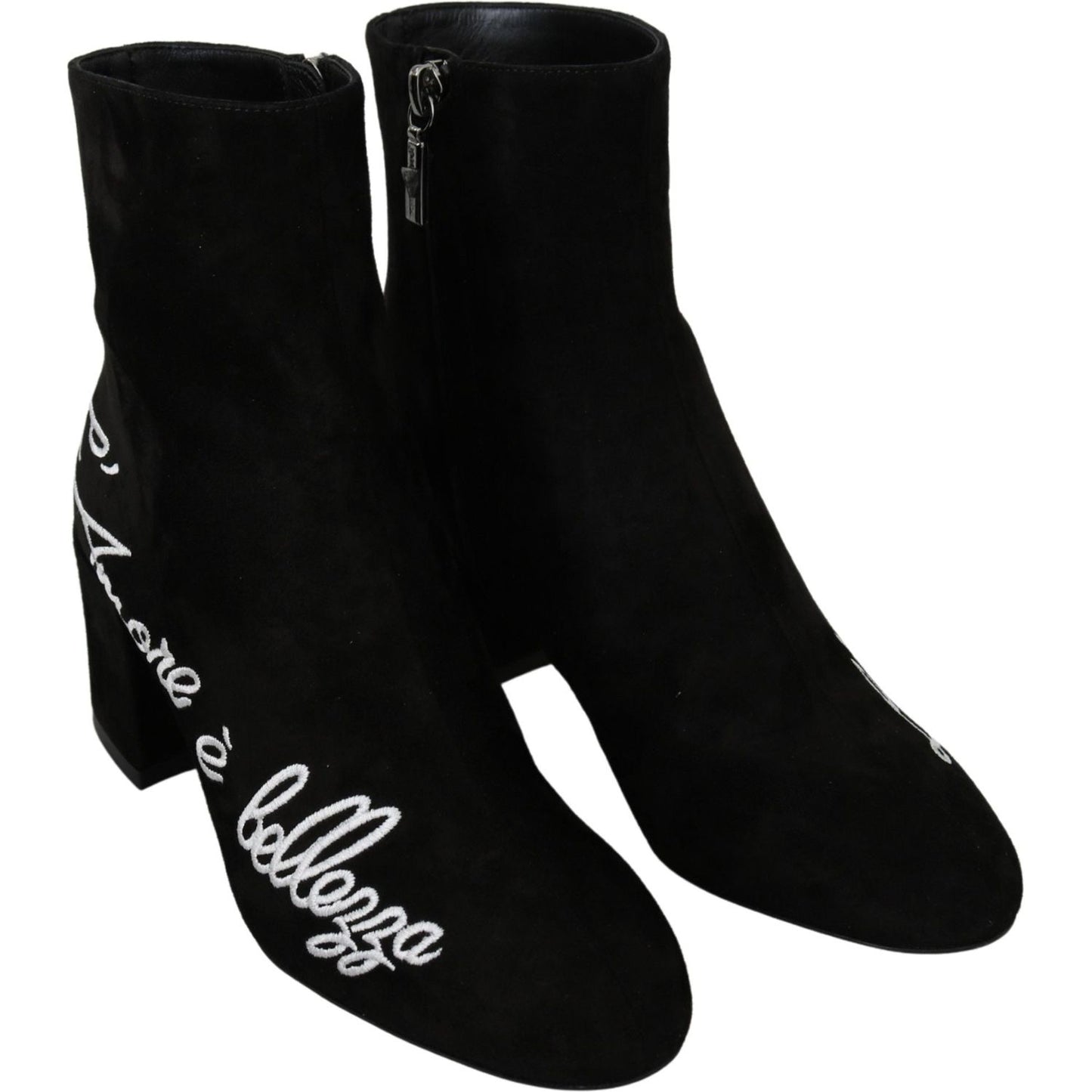 Dolce & Gabbana Black Suede L'Amore E'Bellezza Boots Shoes Dolce & Gabbana
