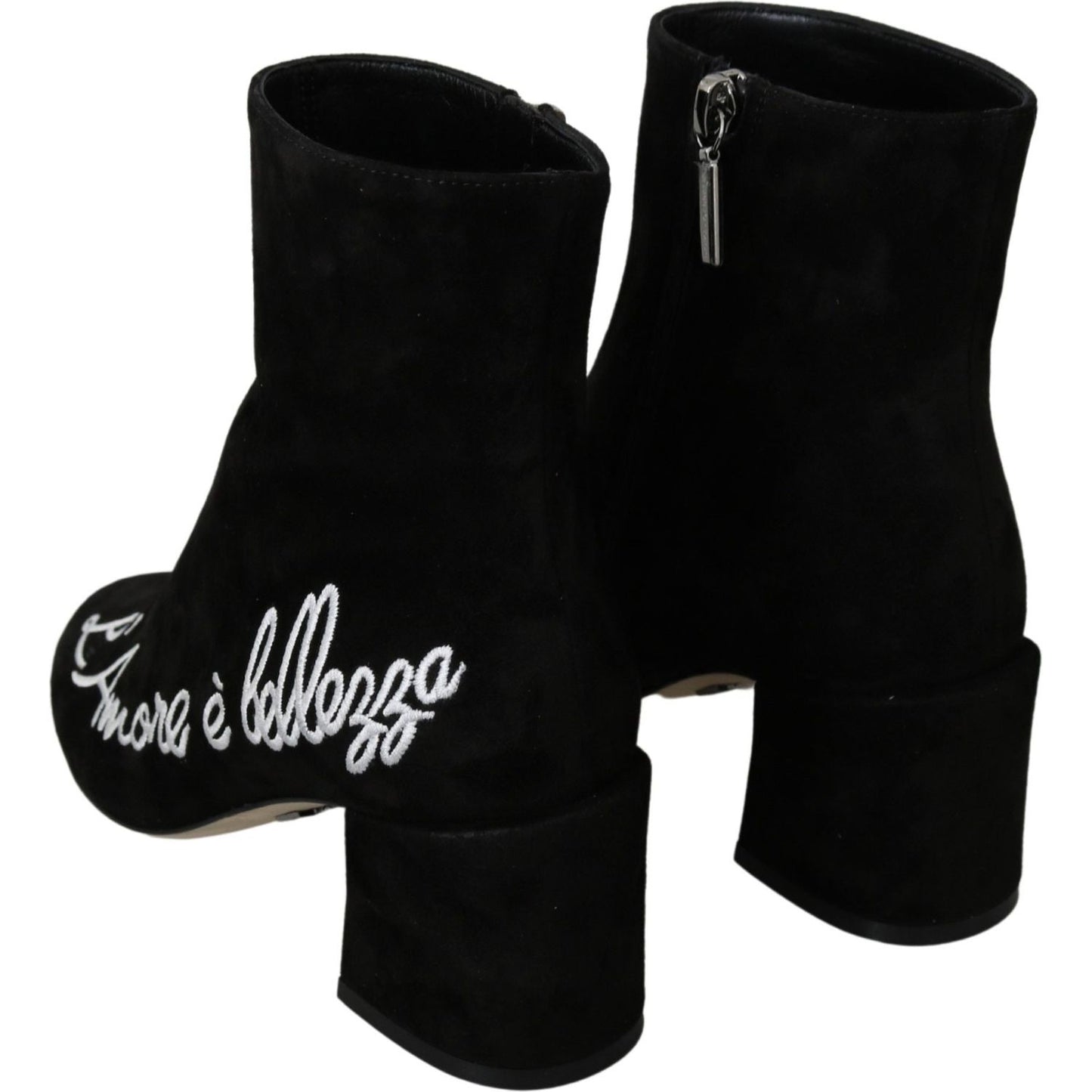 Dolce & Gabbana Black Suede L'Amore E'Bellezza Boots Shoes Dolce & Gabbana