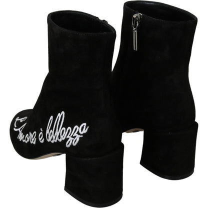 Dolce & Gabbana Black Suede L'Amore E'Bellezza Boots Shoes Dolce & Gabbana